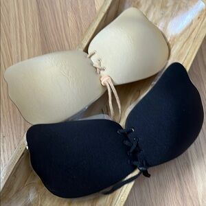 2-Pack Black and Tan Self Adhesive Push Up Bras
